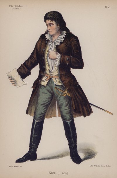 Karl, aus Die Räuber von Friedrich Schiller (Farblitho) von German School