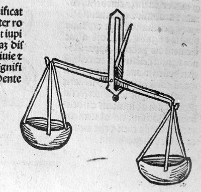 Die Waage - im Traktat von Johannes Angeli De Magnisconnectionibue annorum revolutionibus ac eorum perfectionibus. Augsburg, Erhard Ratdolt von German School