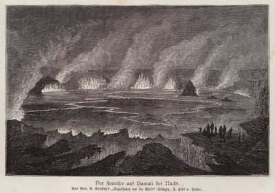 See aus geschmolzener Lava bei Nacht, Hawaii von German School