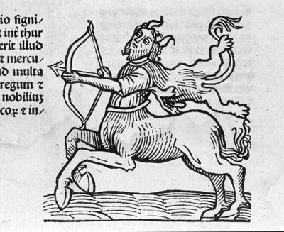 Der Schütze - im Traktat von Johannes Angeli De Magnisconnectionibue annorum revolutionibus ac eorum perfectionibus. Augsburg, Erhard Ratdolt von German School