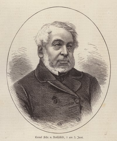 Lionel de Rothschild, britischer Bankier, Politiker und Philanthrop (Stich) von German School