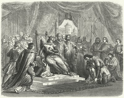 Malcolm IV. von Schottland huldigt Heinrich II. von England in Chester von German School