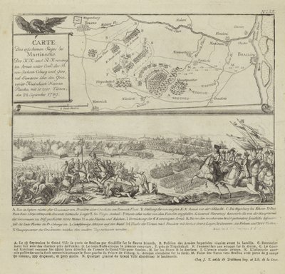 Karte und Illustration der Schlacht von Rymnik von German School