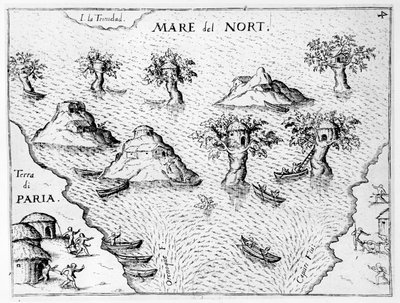 Karte der Küste von Guyana, Illustration aus Regni Guianae von G. Raleigh von German School