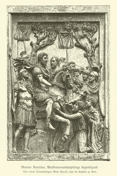 Marcus Aurelius begnadigt Marcomannische Häuptlinge von German School