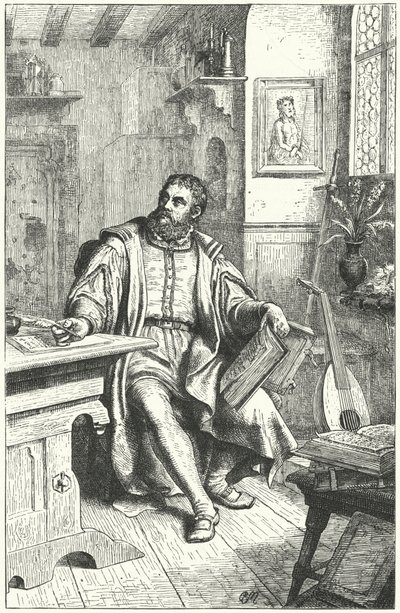 Martin Luther übersetzt die Bibel ins Deutsche (Gravur) von German School
