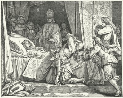 Maximilian II. Emanuel, Kurfürst von Bayern, am Sterbebett seines Sohnes Joseph Ferdinand von German School