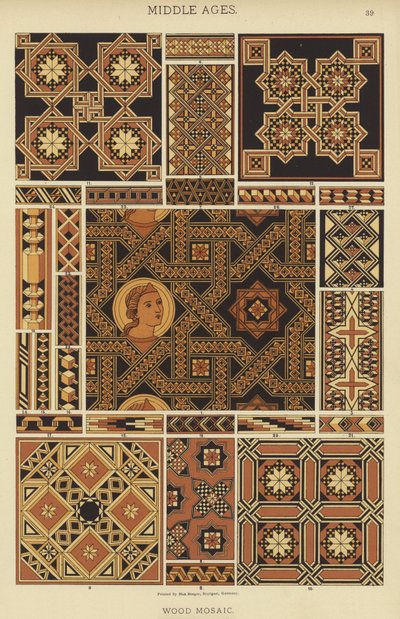 Mittelalter, Holzmosaik von German School