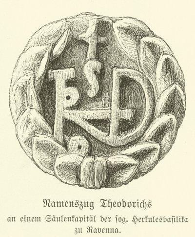 Monogramm von Theoderich dem Großen, König der Ostgoten von German School
