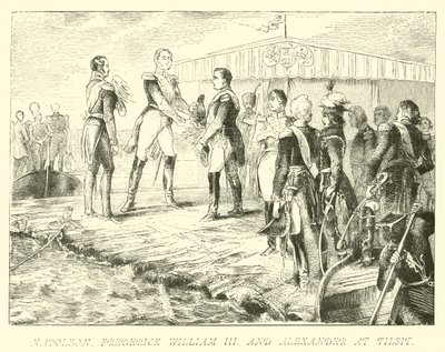 Napoleon, Friedrich Wilhelm III. und Alexander in Tilsit von German School