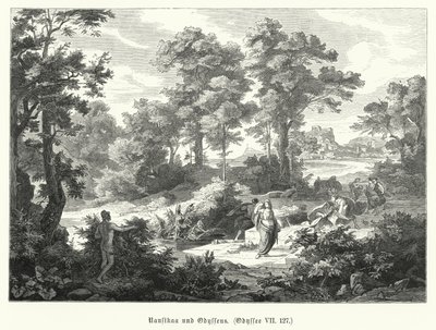 Nausikaa und Odysseus, Szene aus Homers Odyssee von German School