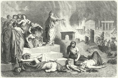 Nero während des Großen Brandes von Rom, 64 von German School