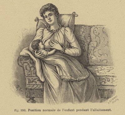 Normale Position eines Babys beim Stillen von German School