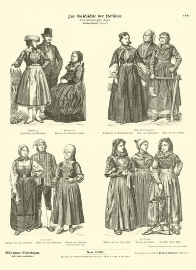 Norddeutsche Kostüme, spätes 19. Jahrhundert von German School