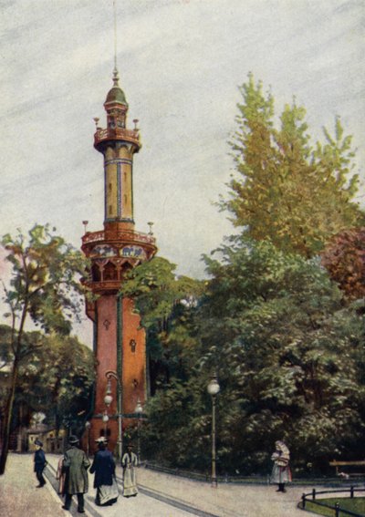 Aussichtsturm, Zoologischer Garten Berlin, Deutschland (Farblithografie) von German School
