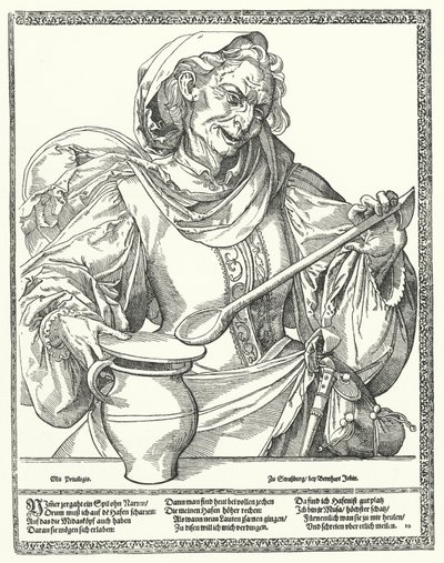 Alte Frau mit Krug und Löffel von German School