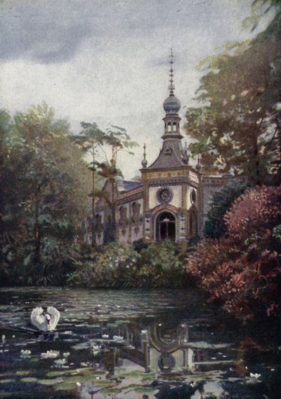 Teil des Vierwaldstättersees und das neue Affenhaus, Zoologischer Garten Berlin, Deutschland (Farblithografie) von German School