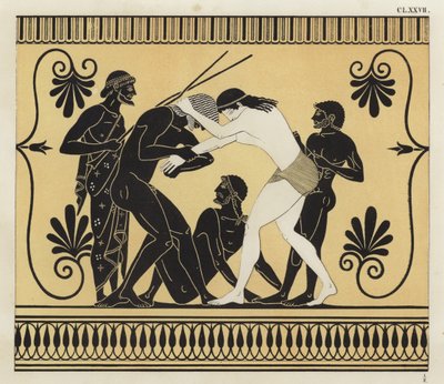 Peleus und Atalanta ringen von German School