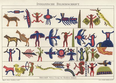 Bilder der vokalen Schrift der Wabino-Odschibwa-Ureinwohner Amerikas von German School