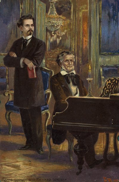 Porträt von König Ludwig II und Richard Wagner von German School