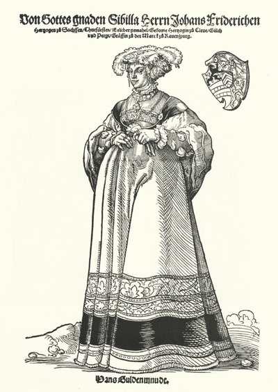 Porträt von Sibylle, Herzogin von Sachsen (Gravur) von German School
