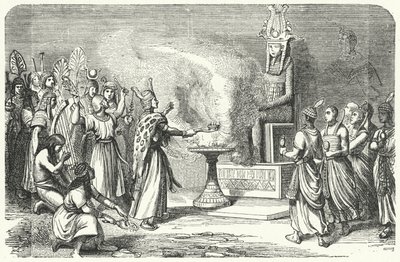 Priester führen ein Opfer im alten Ägypten durch von German School