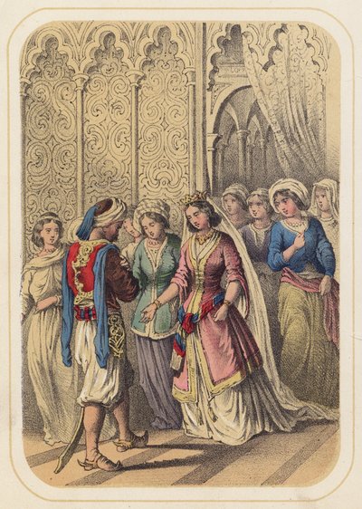 Prinz Ahmed und Prinzessin Paribanou in einer Szene aus Tausendundeine Nacht von German School