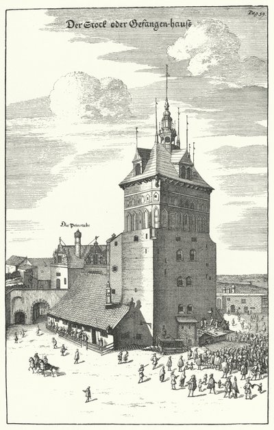 Öffentliche Auspeitschung in Danzig Ende des 17. Jahrhunderts (Gravur) von German School