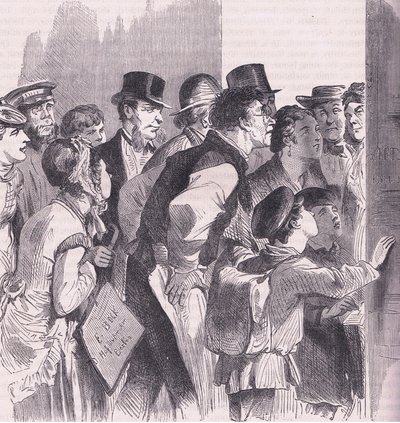 Nachrichtenlesen in Berlin, Cassells Geschichte des Krieges zwischen Frankreich und Deutschland, veröffentlicht von Cassell and Company Limited, ca. 1890 von German School