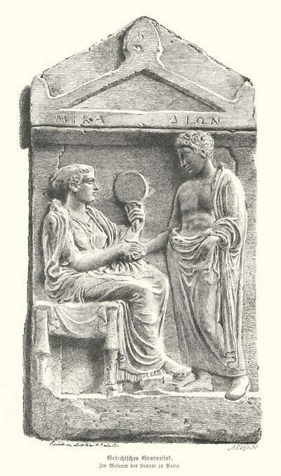 Relief auf einem antiken griechischen Grabstein von German School