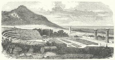 Überreste des antiken römischen Theaters in Tusculum (Stich) von German School