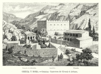 Straße von Eleusis nach Athen, Griechenland (Lithografie) von German School