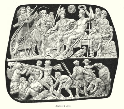 Römischer Kaiser Augustus und seine dritte Frau Livia von German School