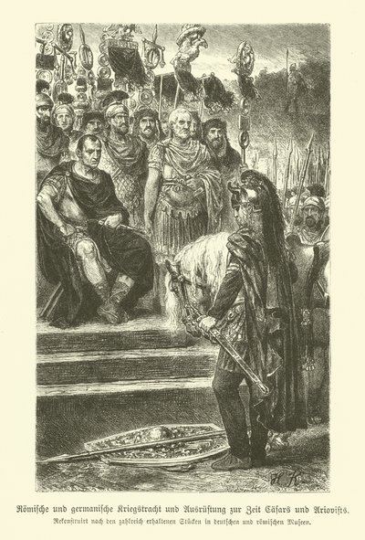 Römische und germanische Waffen und Militärkostüme zur Zeit von Julius Caesar und Ariovistus von German School