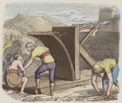 Römische Ballista (kolorierte Gravur) von German School