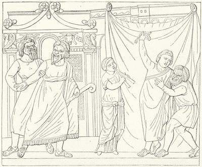 Römische Theaterszene, möglicherweise aus Andria, einem Stück von Terenz (Gravur) von German School