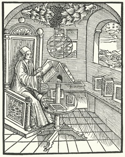Zimmerinterieur mit einem Gelehrten bei der Arbeit, um 1500 von German School