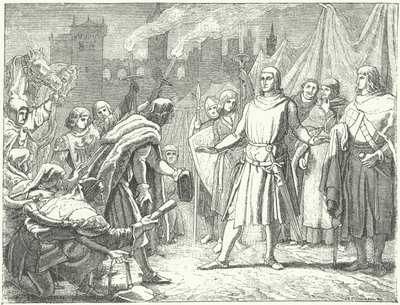 Rudolf von Habsburg, der neu gewählte König von Deutschland, wird vom Volk von Basel begrüßt von German School