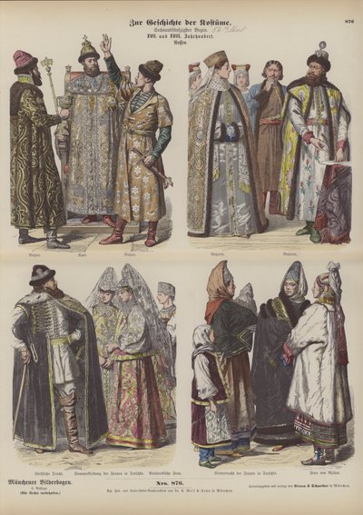 Russische Kostüme, 17. und 18. Jahrhundert von German School