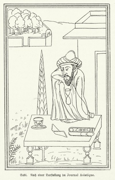 Saadi Shirazi, persischer Dichter (Lithografie) von German School
