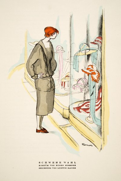 Schwere Wahl, Outfit von Eugen Mossner, aus Styl, veröffentlicht 1922 von German School