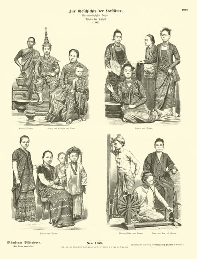 Siamesische und burmesische Kostüme von German School
