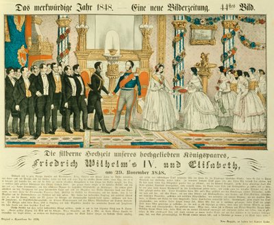 Silberhochzeit von Friedrich Wilhelm IV. von Preußen und seiner Frau Elisabeth Ludovika von Bayern, 1848 von German School