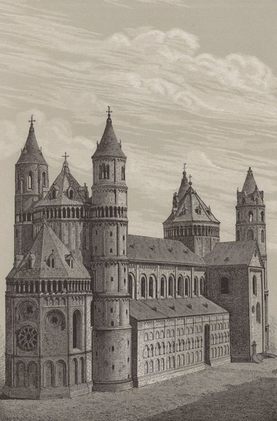 Dom St. Peter, die Kathedrale in Worms, Deutschland (Lithografie) von German School
