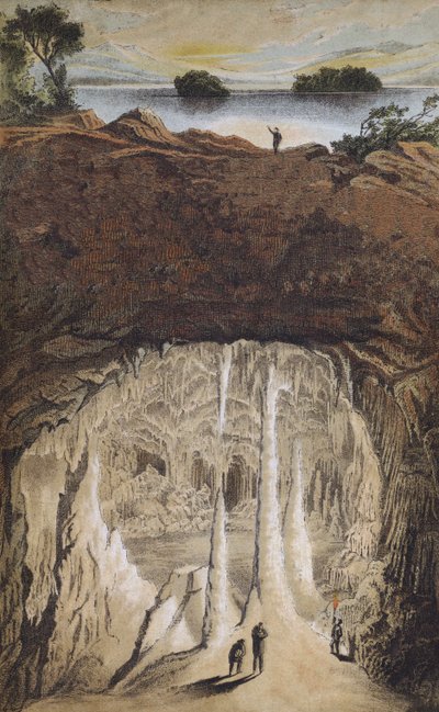 Stalaktiten und Stalagmiten in einer Höhle von German School