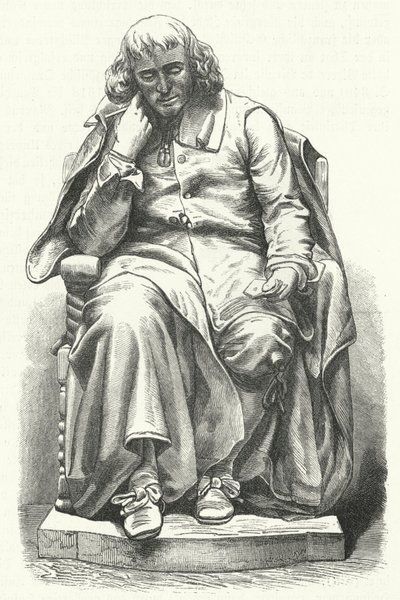 Statue des niederländischen Philosophen Baruch Spinoza in Den Haag (Stich) von German School