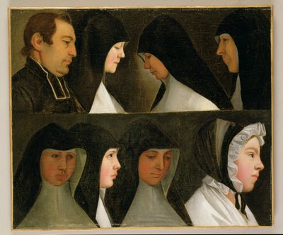 Studie von Nonnen, einer Novizin und einem Abt von German School