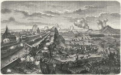 Schwedische Truppen greifen die Verteidigungsanlagen von Prag an von German School