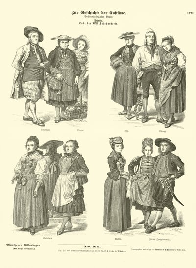 Schweizer Kostüme, späte 18. Jahrhundert von German School