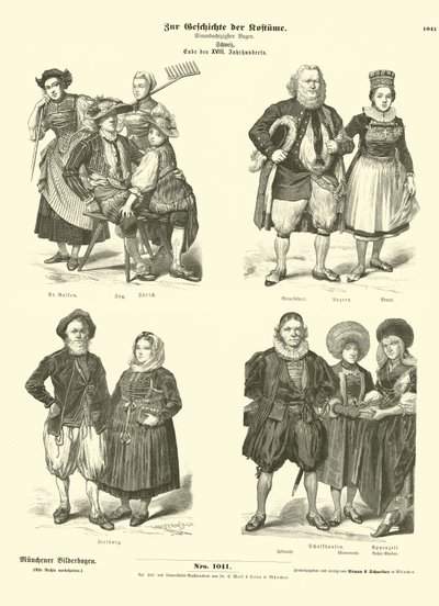 Schweizer Kostüme, spätes 18. Jahrhundert von German School
